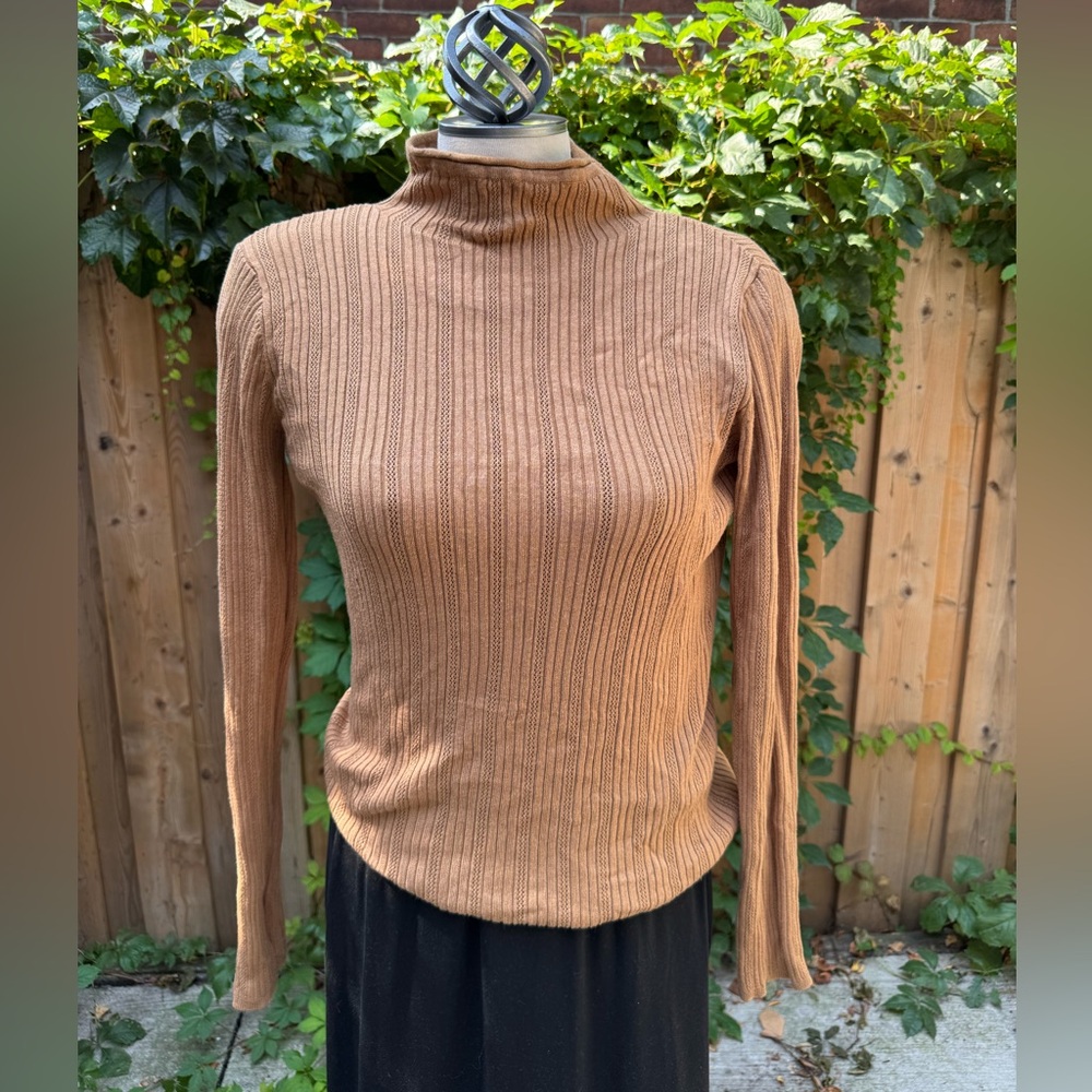 Melanie Lyne Brown Ribbed Turtleneck